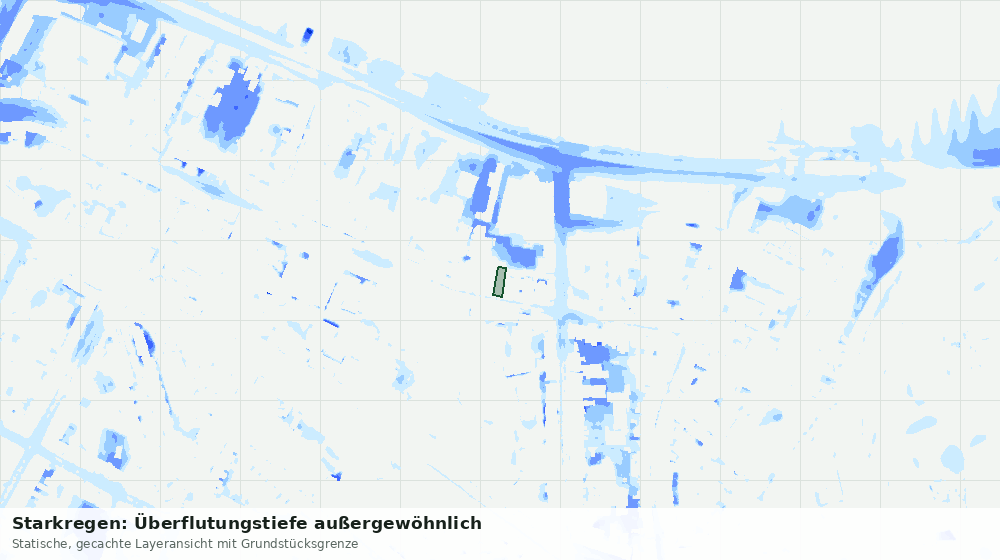 Statische Kartenansicht: Starkregen: Überflutungstiefe außergewöhnlich