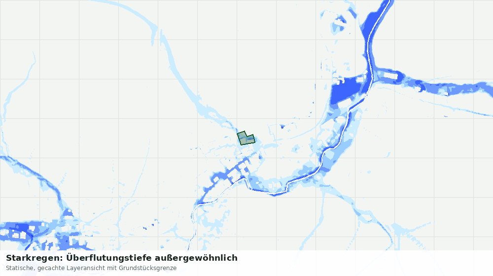 Statische Kartenansicht: Starkregen: Überflutungstiefe außergewöhnlich