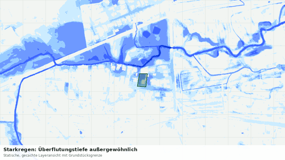 Statische Kartenansicht: Starkregen: Überflutungstiefe außergewöhnlich