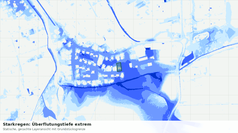 Statische Kartenansicht: Starkregen: Überflutungstiefe extrem