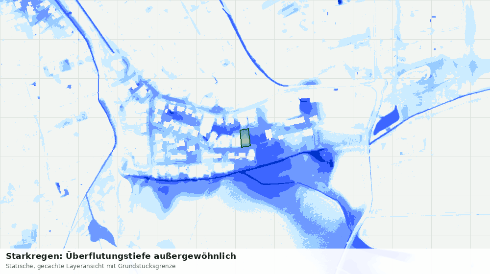 Statische Kartenansicht: Starkregen: Überflutungstiefe außergewöhnlich