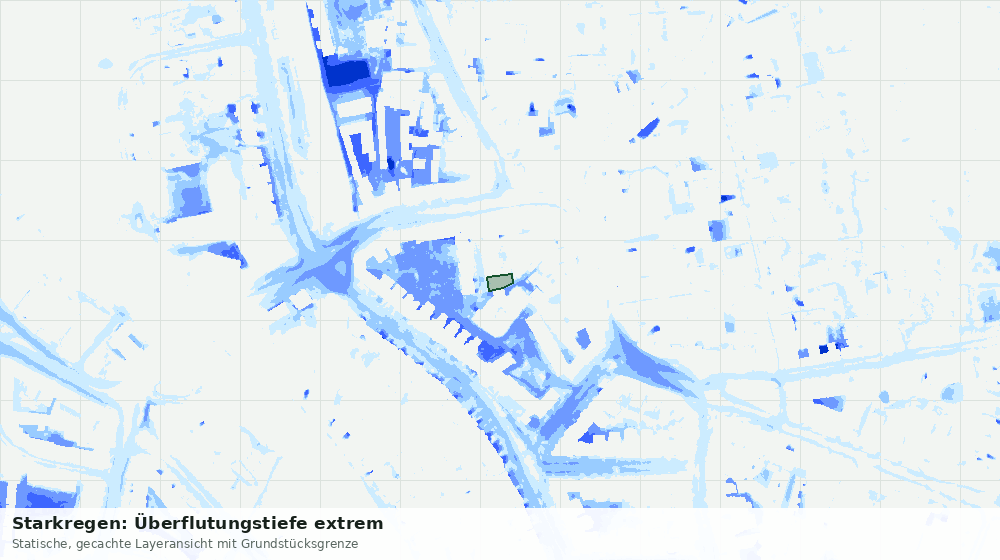 Statische Kartenansicht: Starkregen: Überflutungstiefe extrem