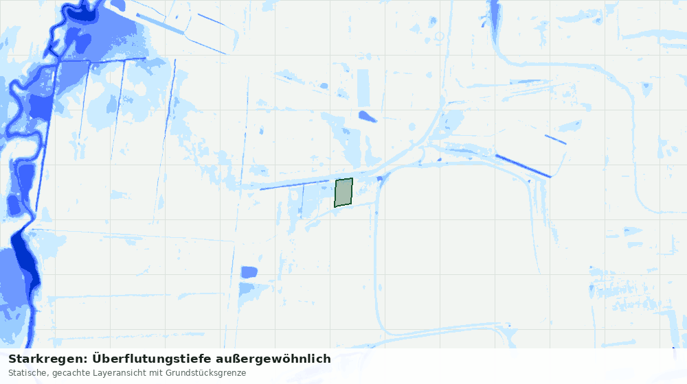 Statische Kartenansicht: Starkregen: Überflutungstiefe außergewöhnlich