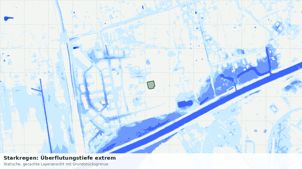 Statische Kartenansicht: Starkregen: Überflutungstiefe extrem