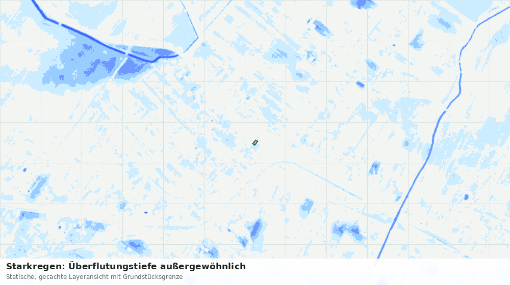 Statische Kartenansicht: Starkregen: Überflutungstiefe außergewöhnlich
