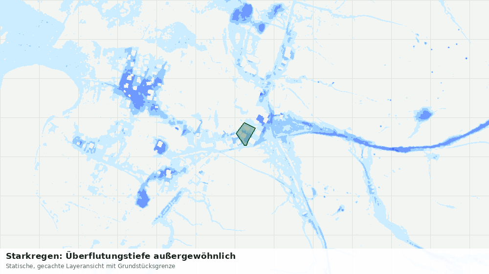 Statische Kartenansicht: Starkregen: Überflutungstiefe außergewöhnlich