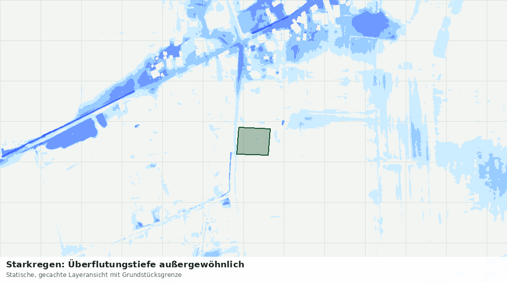 Statische Kartenansicht: Starkregen: Überflutungstiefe außergewöhnlich