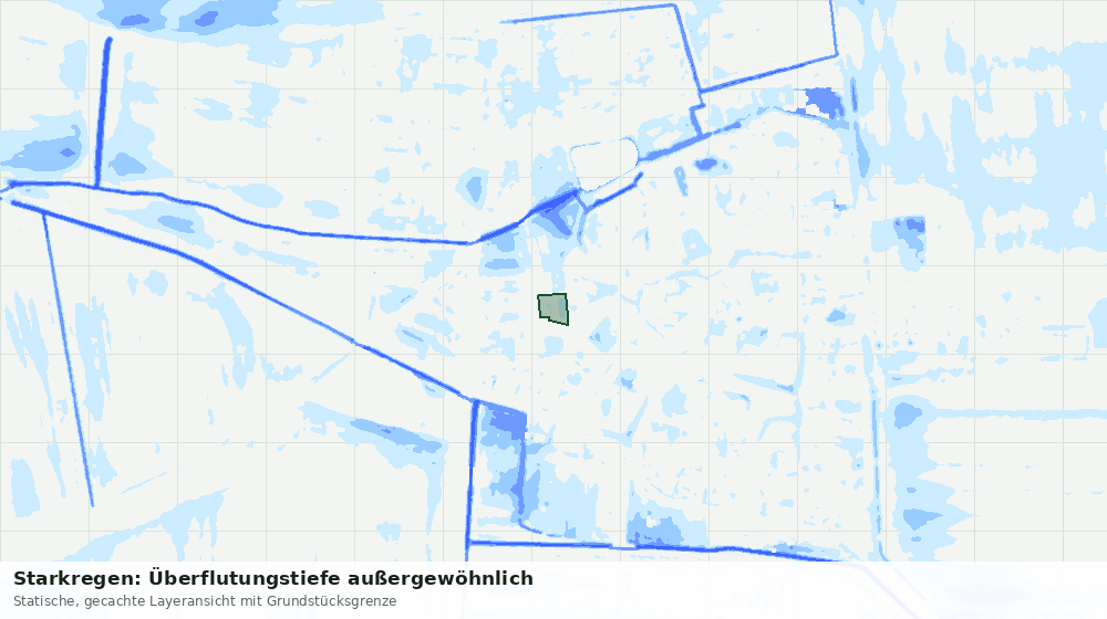 Statische Kartenansicht: Starkregen: Überflutungstiefe außergewöhnlich
