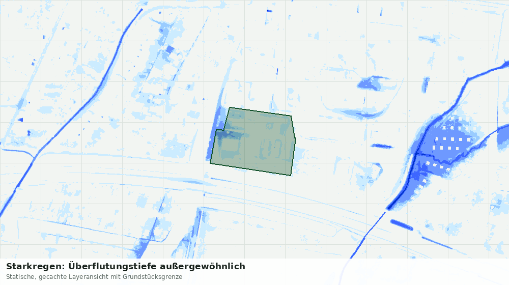 Statische Kartenansicht: Starkregen: Überflutungstiefe außergewöhnlich
