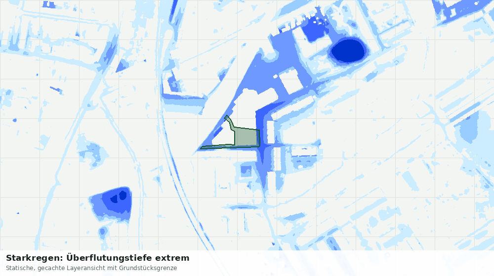 Statische Kartenansicht: Starkregen: Überflutungstiefe extrem