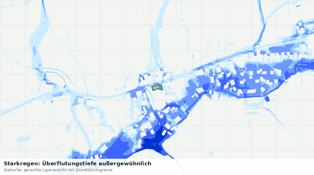 Statische Kartenansicht: Starkregen: Überflutungstiefe außergewöhnlich