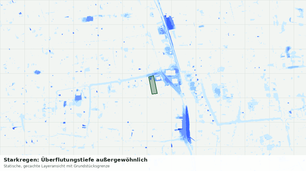 Statische Kartenansicht: Starkregen: Überflutungstiefe außergewöhnlich
