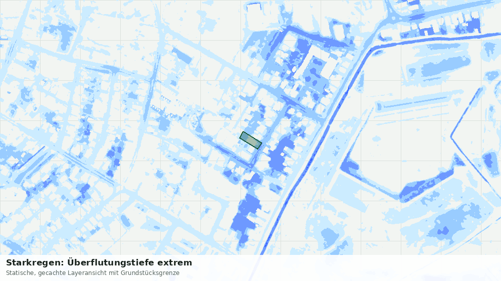 Statische Kartenansicht: Starkregen: Überflutungstiefe extrem