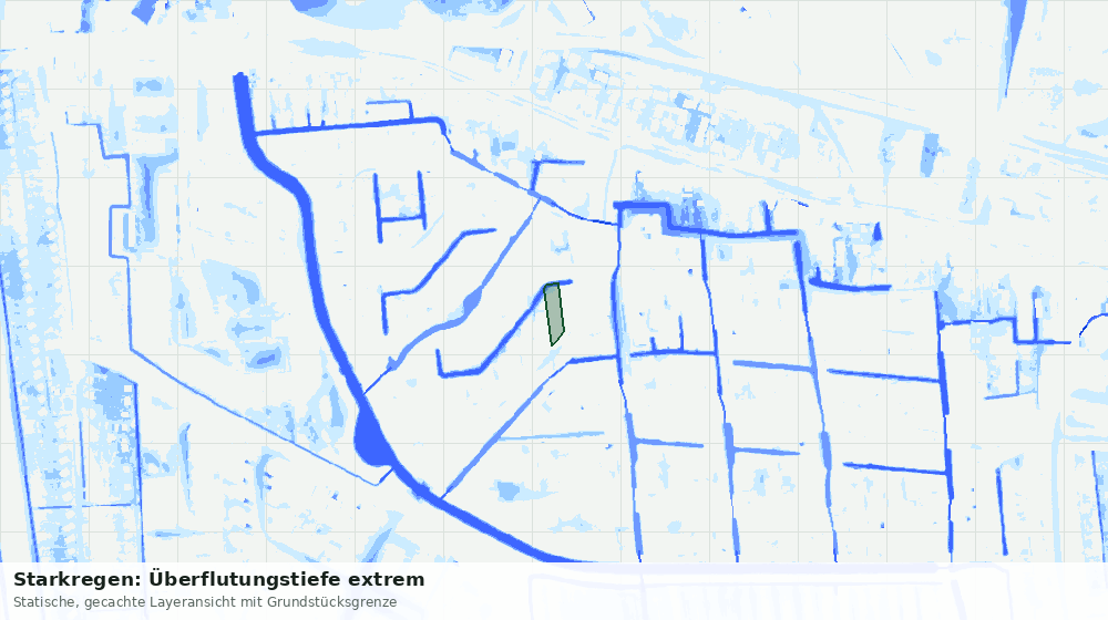 Statische Kartenansicht: Starkregen: Überflutungstiefe extrem