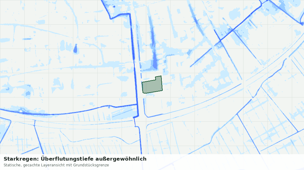 Statische Kartenansicht: Starkregen: Überflutungstiefe außergewöhnlich