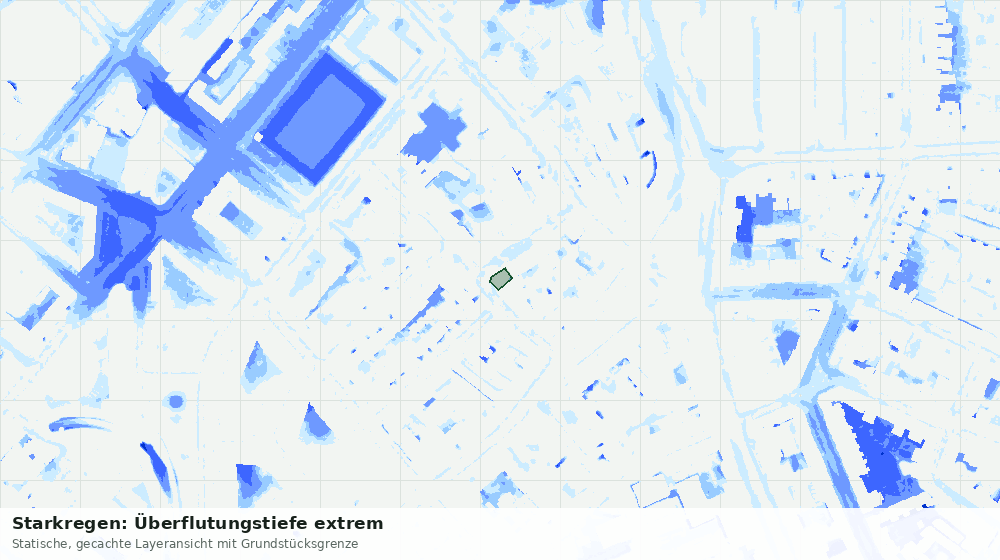 Statische Kartenansicht: Starkregen: Überflutungstiefe extrem