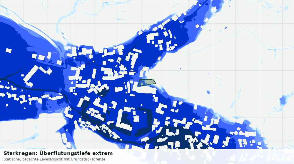 Statische Kartenansicht: Starkregen: Überflutungstiefe extrem
