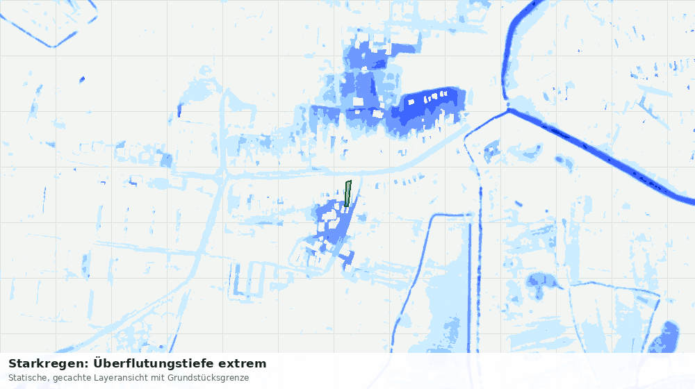 Statische Kartenansicht: Starkregen: Überflutungstiefe extrem