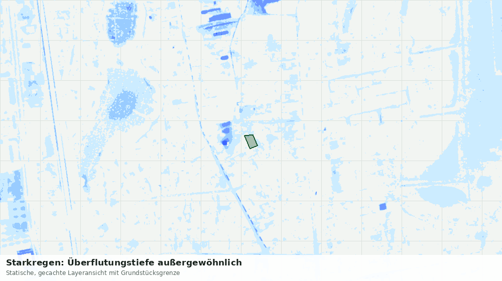 Statische Kartenansicht: Starkregen: Überflutungstiefe außergewöhnlich