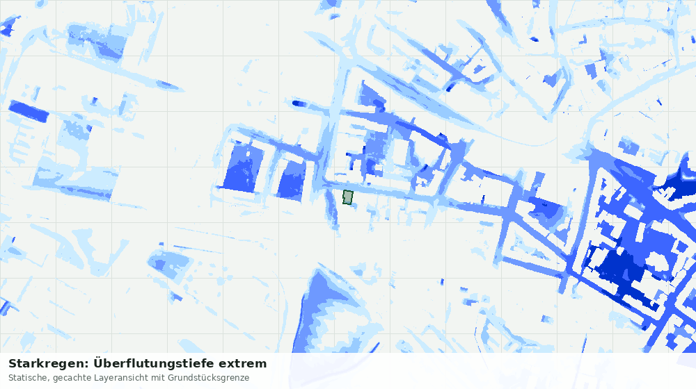 Statische Kartenansicht: Starkregen: Überflutungstiefe extrem