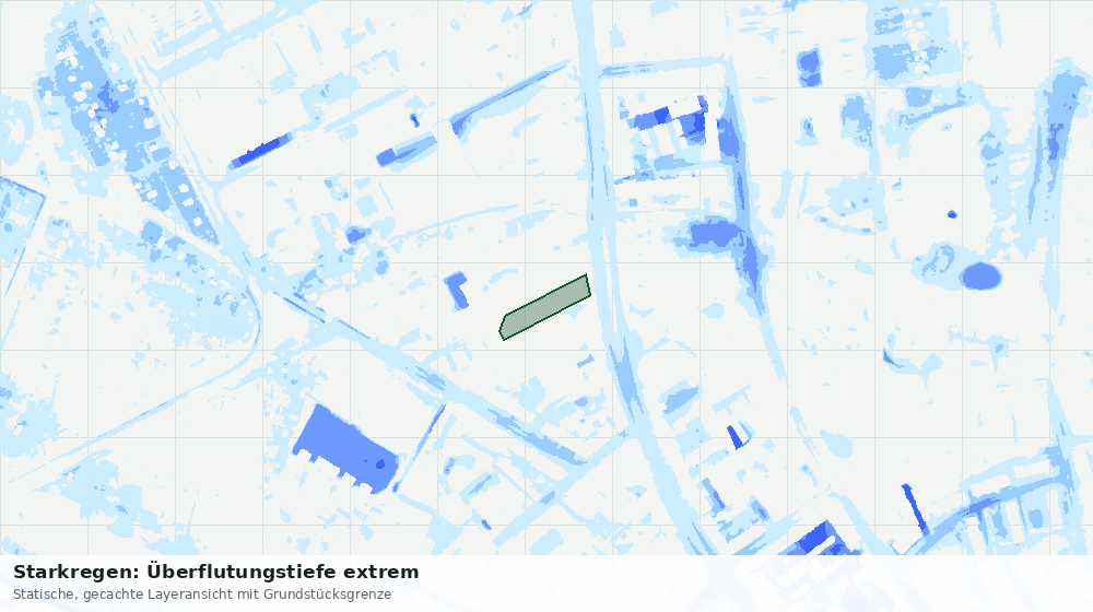 Statische Kartenansicht: Starkregen: Überflutungstiefe extrem
