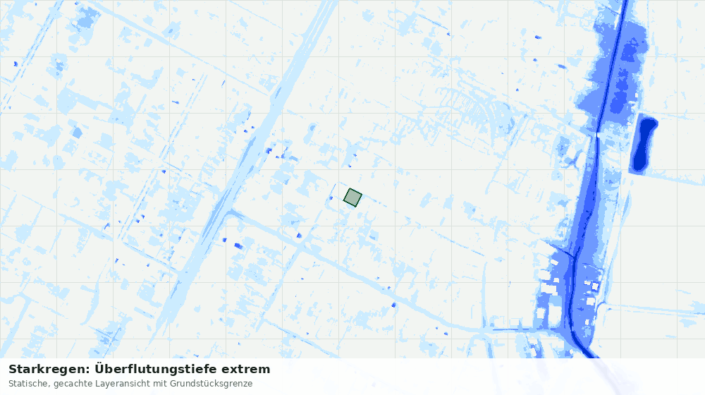 Statische Kartenansicht: Starkregen: Überflutungstiefe extrem