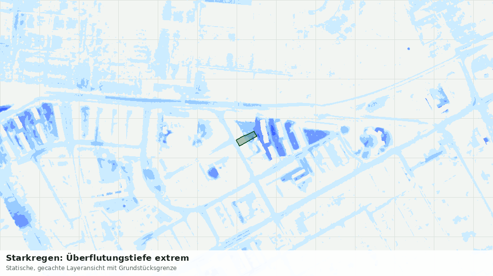 Statische Kartenansicht: Starkregen: Überflutungstiefe extrem