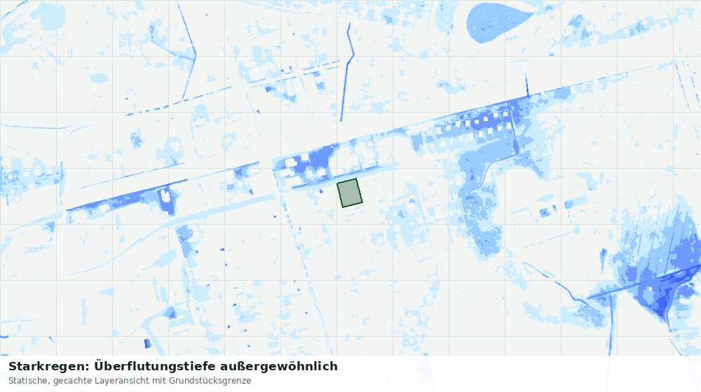 Statische Kartenansicht: Starkregen: Überflutungstiefe außergewöhnlich
