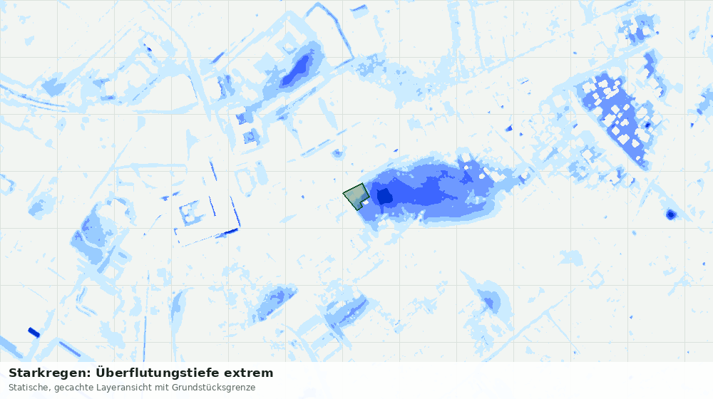 Statische Kartenansicht: Starkregen: Überflutungstiefe extrem
