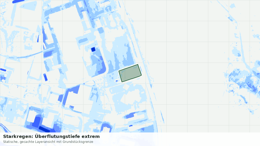 Statische Kartenansicht: Starkregen: Überflutungstiefe extrem