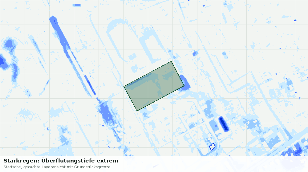Statische Kartenansicht: Starkregen: Überflutungstiefe extrem
