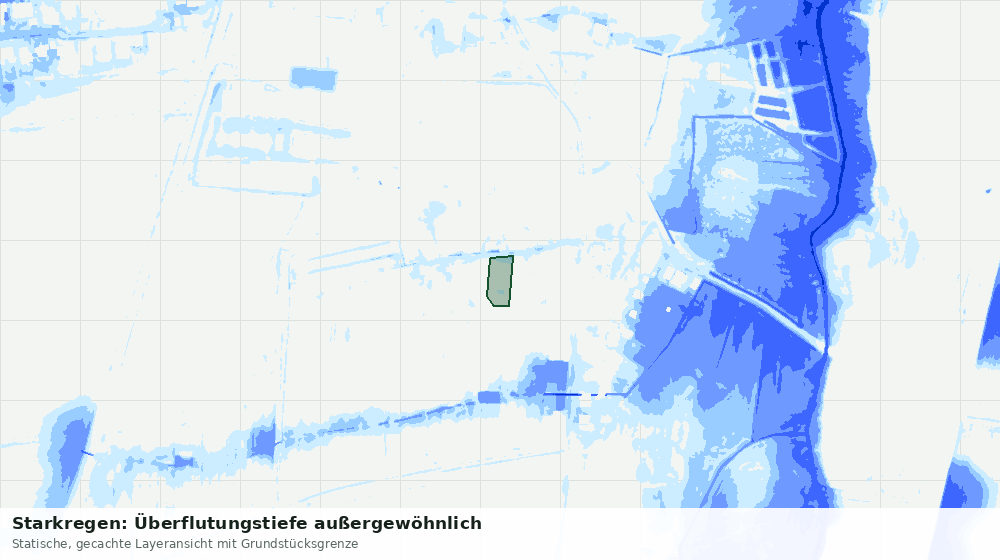 Statische Kartenansicht: Starkregen: Überflutungstiefe außergewöhnlich