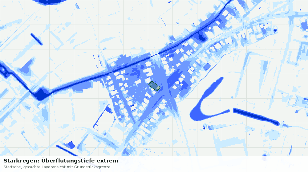 Statische Kartenansicht: Starkregen: Überflutungstiefe extrem