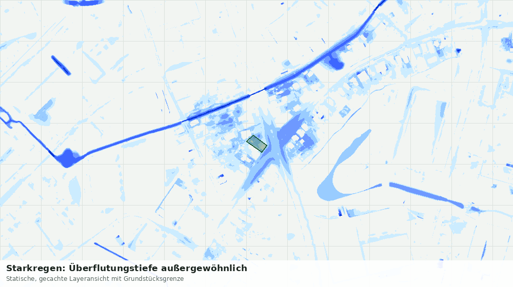 Statische Kartenansicht: Starkregen: Überflutungstiefe außergewöhnlich