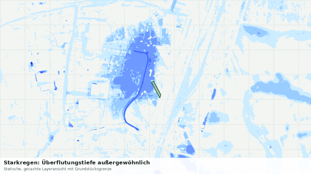 Statische Kartenansicht: Starkregen: Überflutungstiefe außergewöhnlich