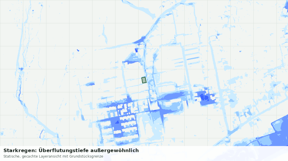 Statische Kartenansicht: Starkregen: Überflutungstiefe außergewöhnlich