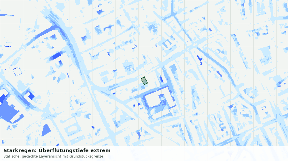 Statische Kartenansicht: Starkregen: Überflutungstiefe extrem