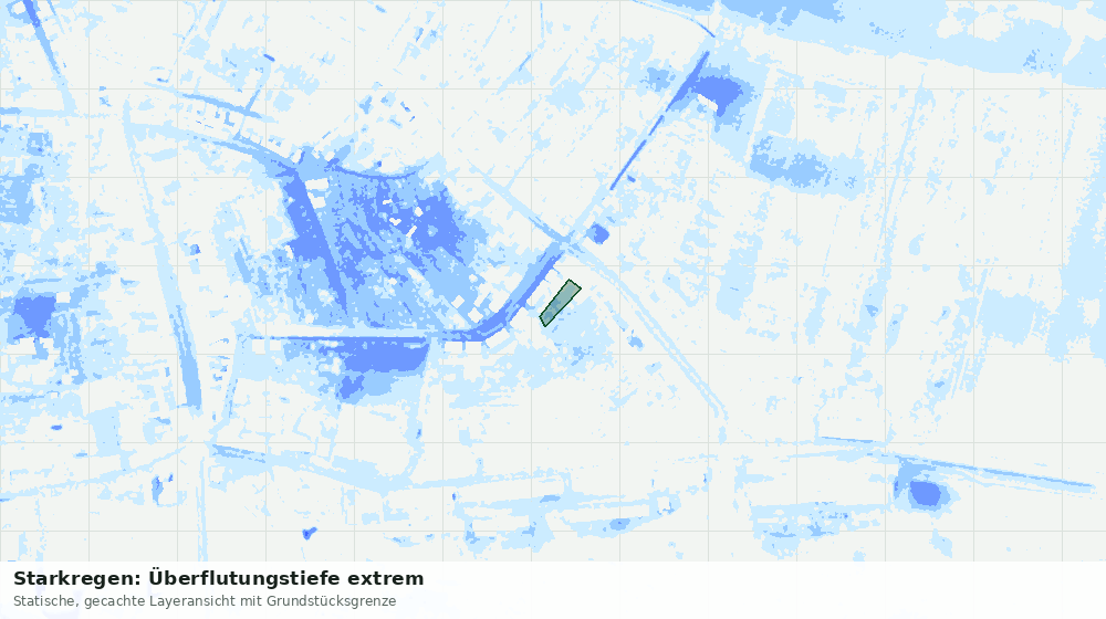 Statische Kartenansicht: Starkregen: Überflutungstiefe extrem