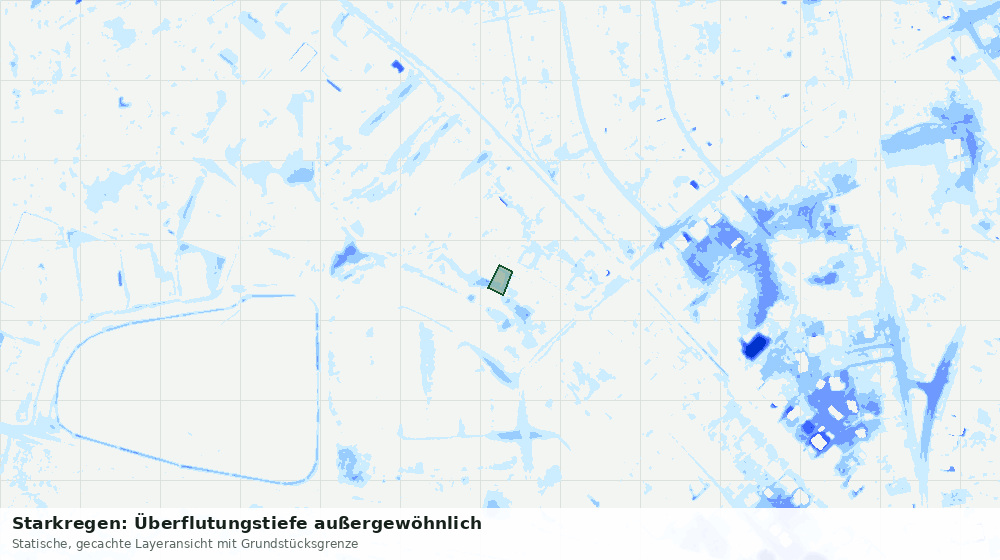 Statische Kartenansicht: Starkregen: Überflutungstiefe außergewöhnlich