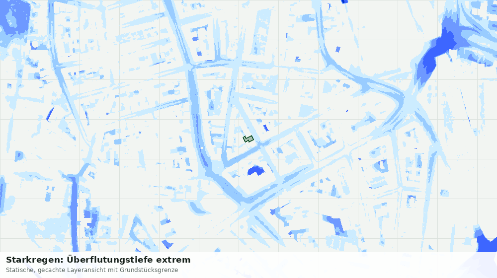 Statische Kartenansicht: Starkregen: Überflutungstiefe extrem