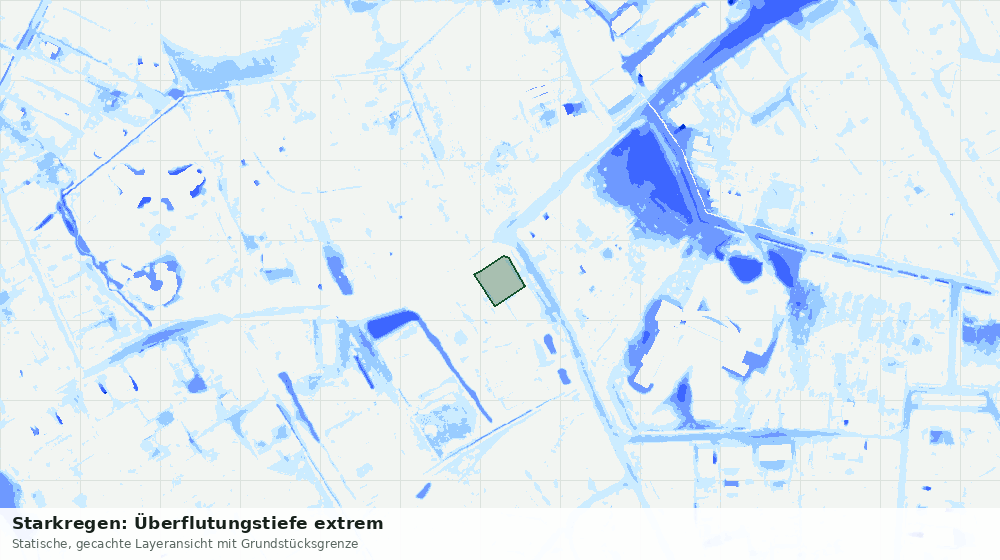 Statische Kartenansicht: Starkregen: Überflutungstiefe extrem
