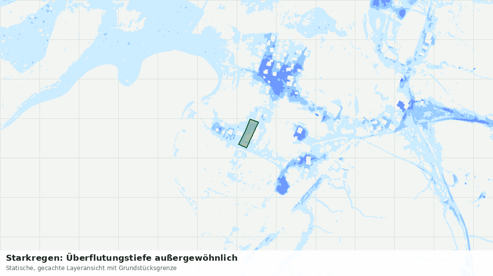 Statische Kartenansicht: Starkregen: Überflutungstiefe außergewöhnlich