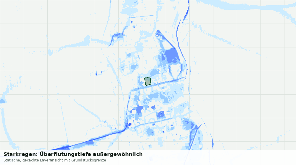 Statische Kartenansicht: Starkregen: Überflutungstiefe außergewöhnlich