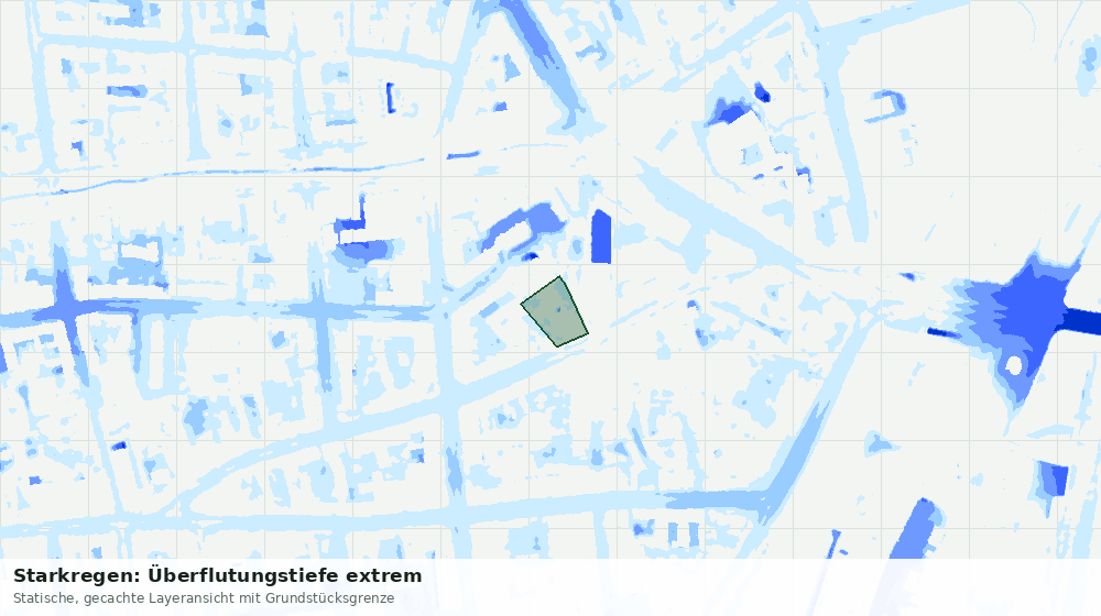 Statische Kartenansicht: Starkregen: Überflutungstiefe extrem