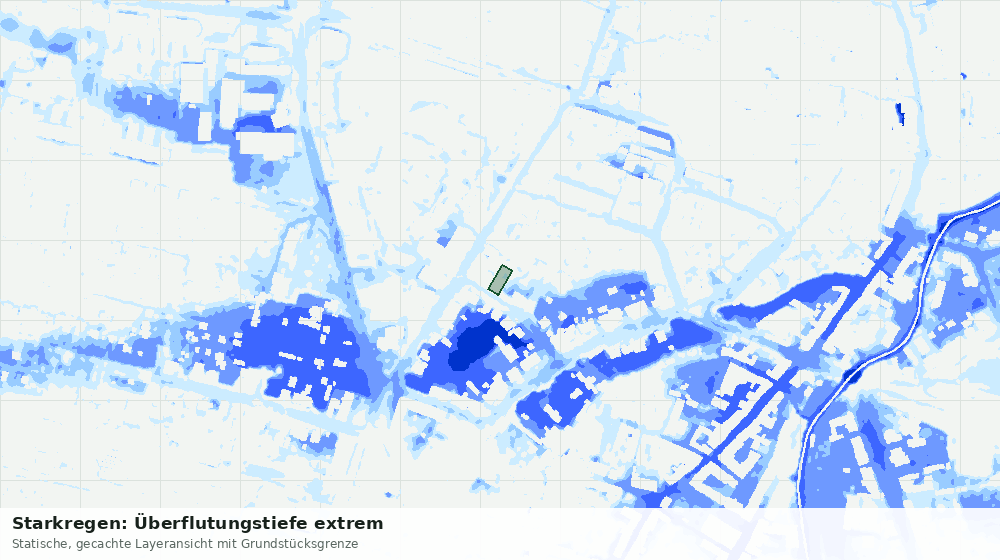 Statische Kartenansicht: Starkregen: Überflutungstiefe extrem