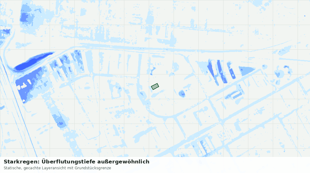 Statische Kartenansicht: Starkregen: Überflutungstiefe außergewöhnlich
