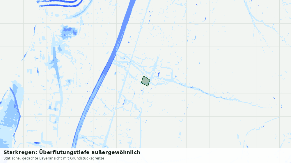 Statische Kartenansicht: Starkregen: Überflutungstiefe außergewöhnlich