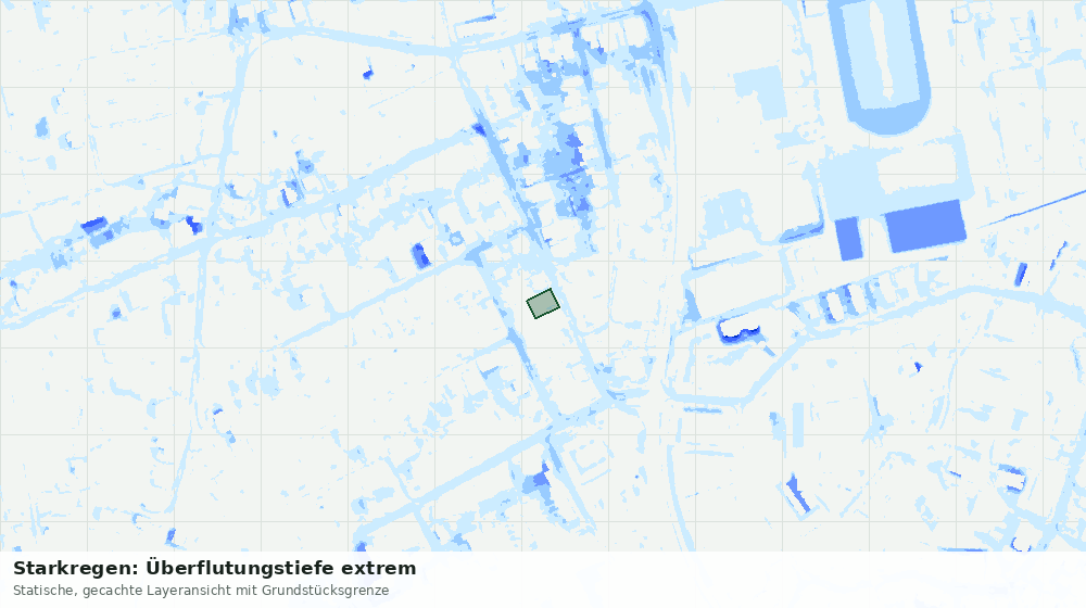 Statische Kartenansicht: Starkregen: Überflutungstiefe extrem