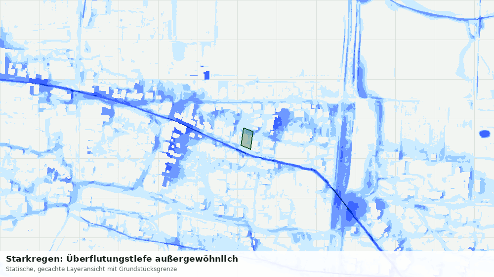 Statische Kartenansicht: Starkregen: Überflutungstiefe außergewöhnlich