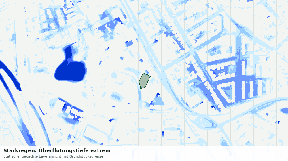Statische Kartenansicht: Starkregen: Überflutungstiefe extrem